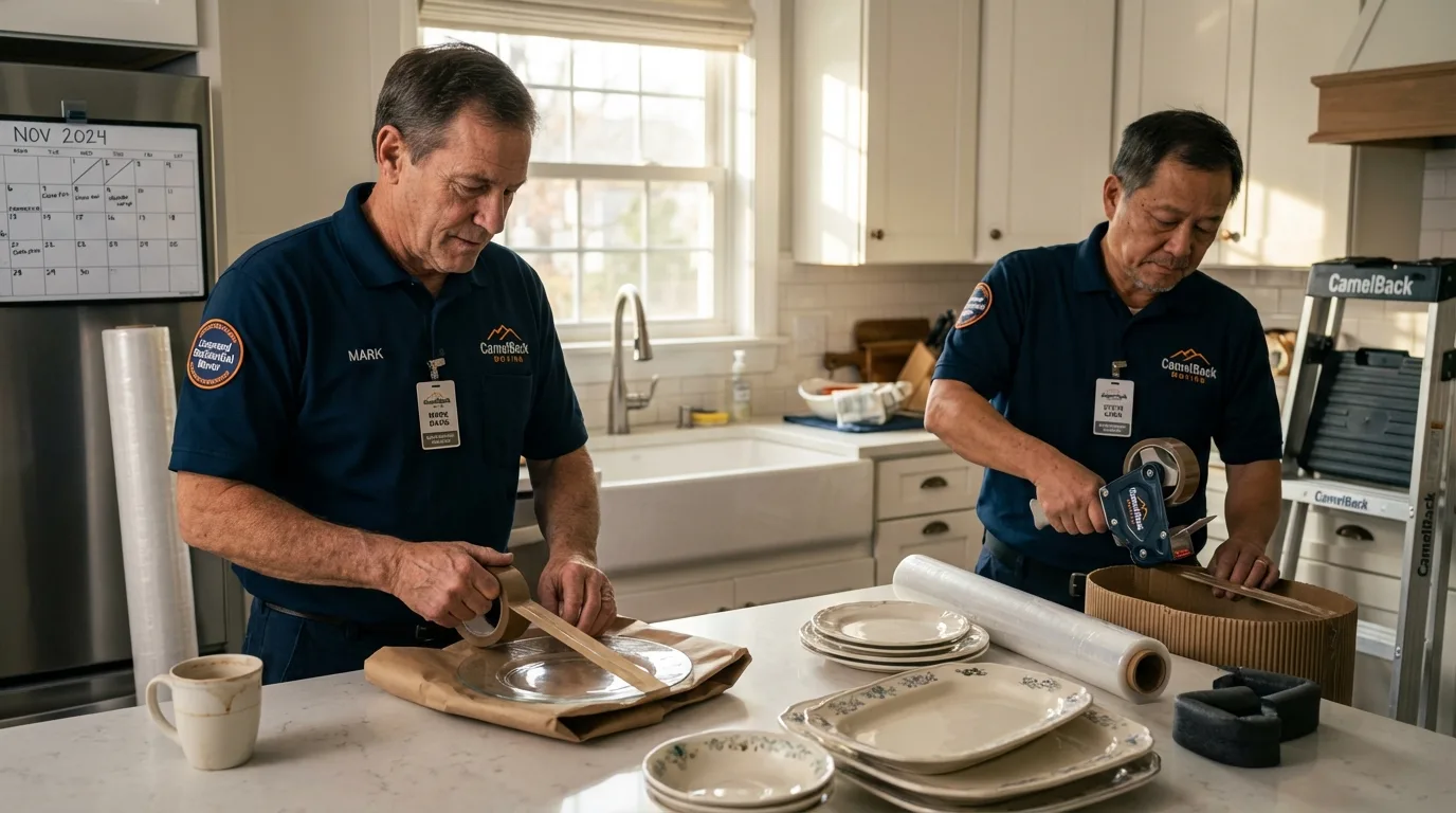Professional crew packing kitchen dishware in Richmond, KY